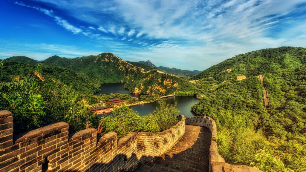 vista de cima da muralha da china