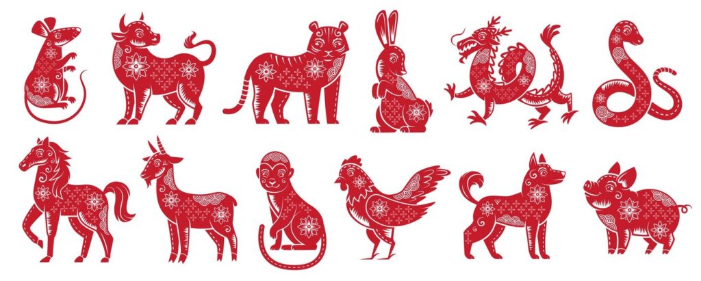 Dragão chinês e outros animais do zodíaco chinês